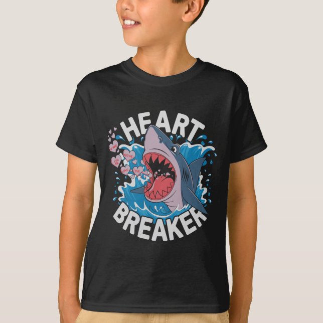 Heartbreaker Shark Cute Funny Love Design For Vale T-Shirt (Front)