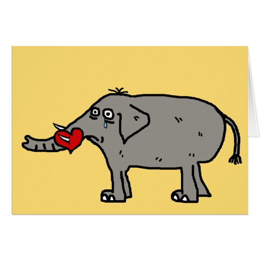 Heartbroken Cartoon Elephant & Custom Text Cards (Front Horizontal)