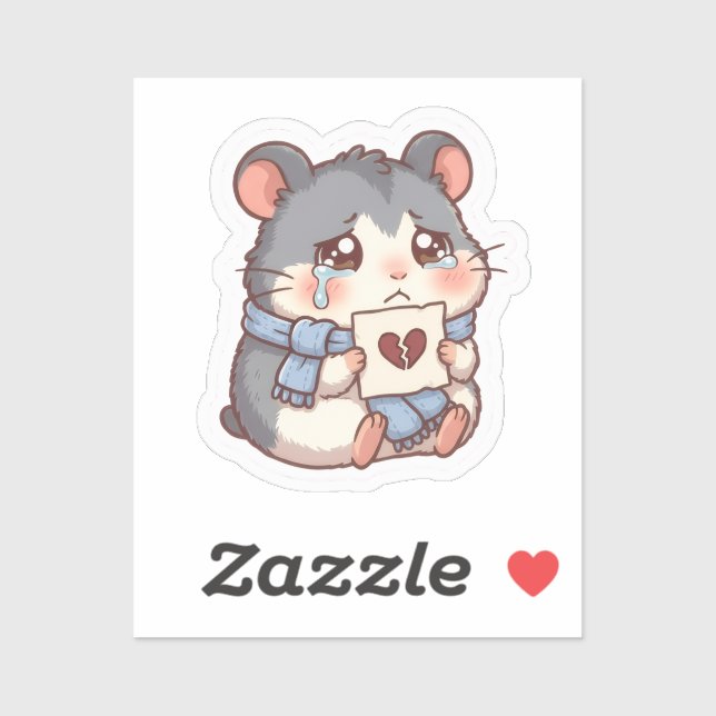 Heartbroken Hamster Sticker (Sheet)