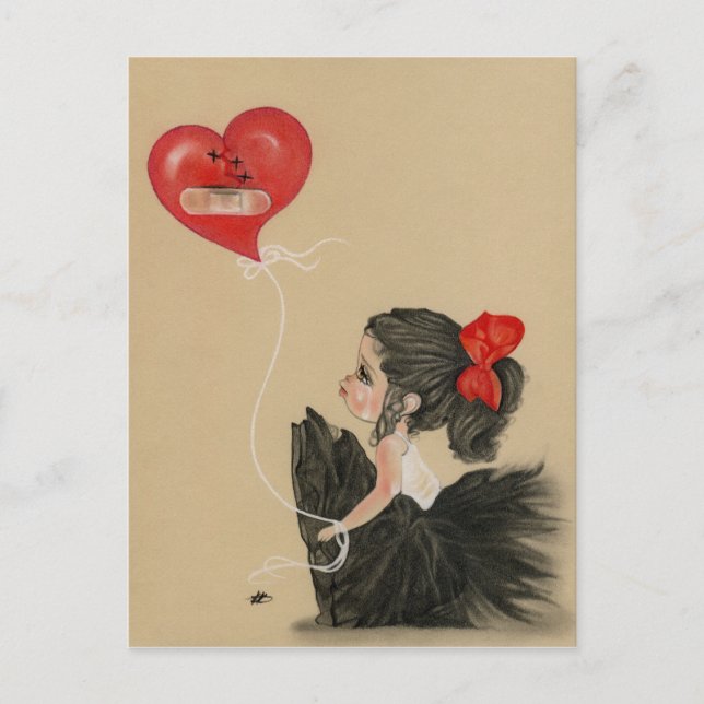 Heartbroken little sad cartoon girlPostcard Postcard (Front)