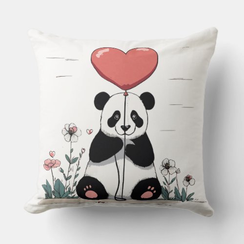 Heartbroken Panda Throw Pillow