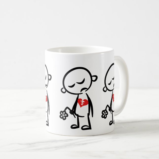 Heartbroken Stick Man in Sadness Coffee Mug (Front Right)