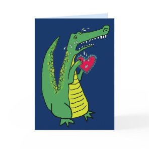 Heartbroken Whimsical Alligator Custom Text Card