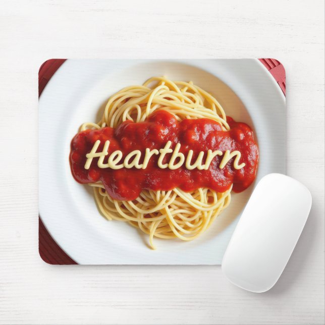 Heartburn Spaghetti Dinner Mouse Pad (With Mouse)