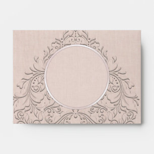 HeartChic - Coral linen damask heart Envelope