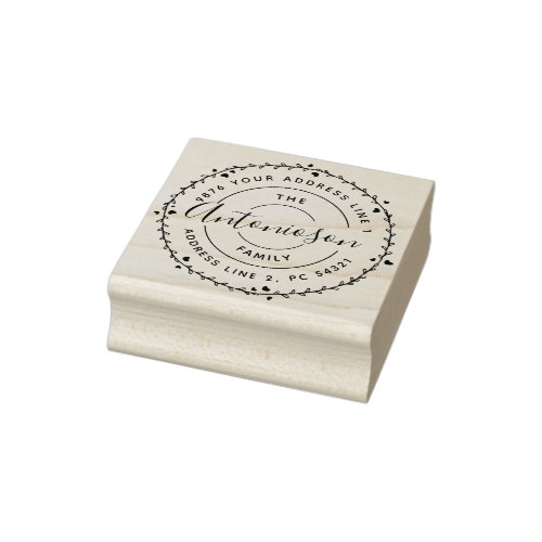 Hearted Family Names return address Rubber Stamp