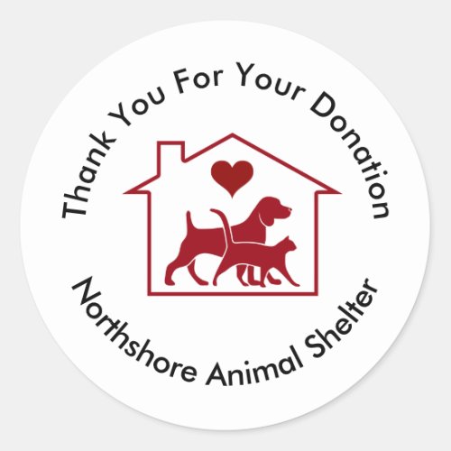 Heartfelt Animal Shelter Donation Thank You Classic Round Sticker