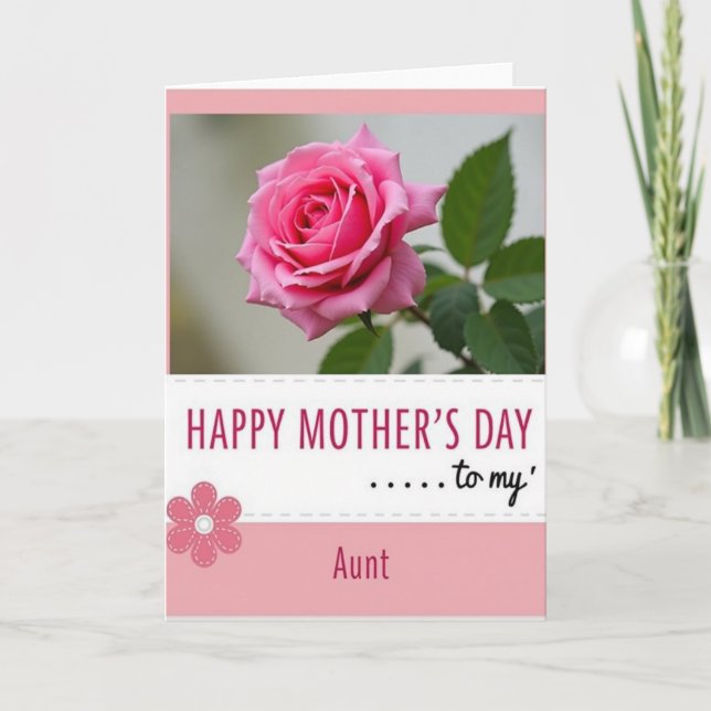 Heartfelt Aunts Day Rose Card (Front)