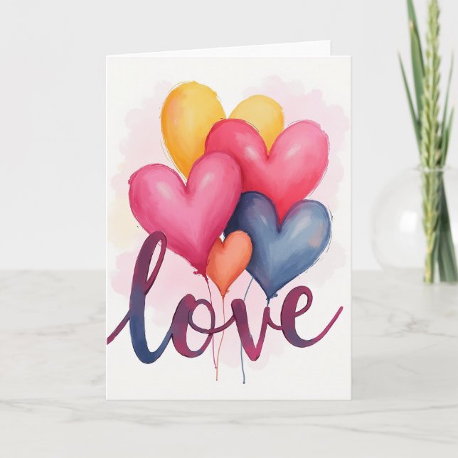 Heartfelt Balloon Love Card (Front)