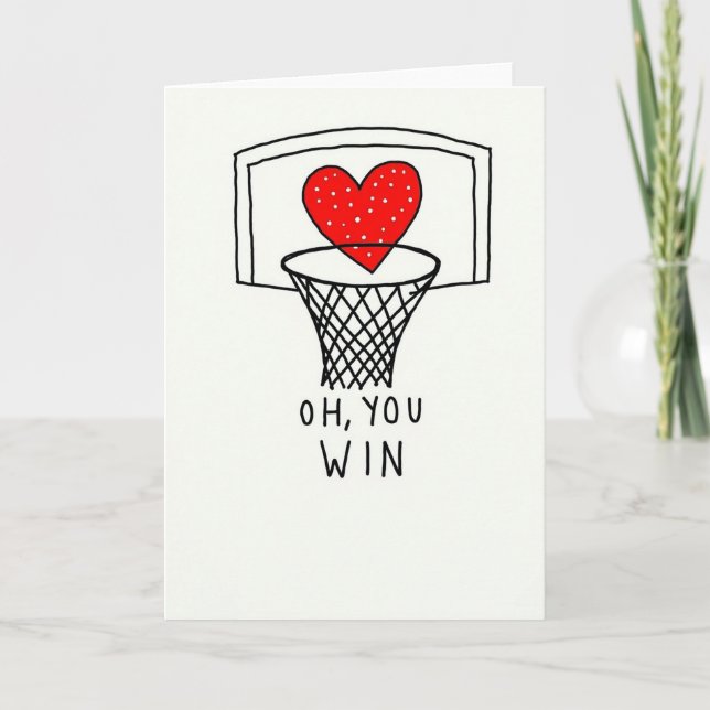 Heartfelt Basketball Win Card (Front)