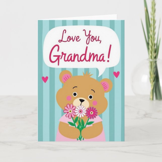 Heartfelt Bear Grandma Love Card (Front)