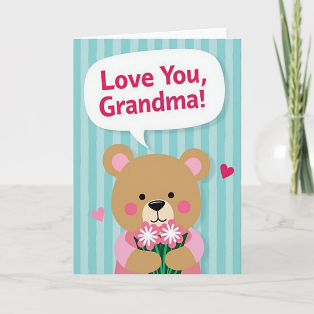 Heartfelt Bear Grandma Love You Card (Front)