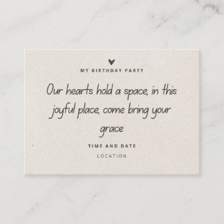 Heartfelt Birthday Invitation Elegant & Minimalist
