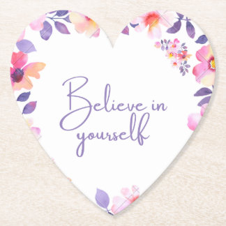 "Heartfelt Blooms: Floral Heart Shape Design Coast Paper Coaster