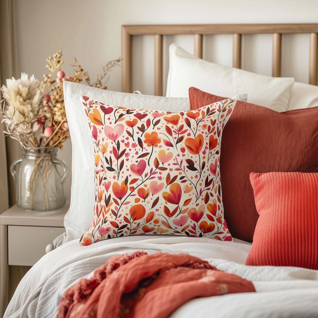 Heartfelt Blooms: Valentine's Day Throw Pillow (Creator Uploaded)