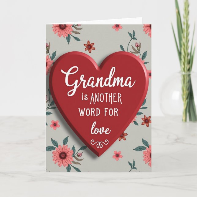Heartfelt Botanical Grandma Love Card (Front)