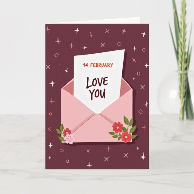 Heartfelt Botanical Love You Card (Front)