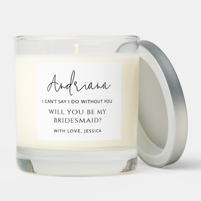 Heartfelt Bridesmaid Proposal Maid of honor Scented Candle (Lid)