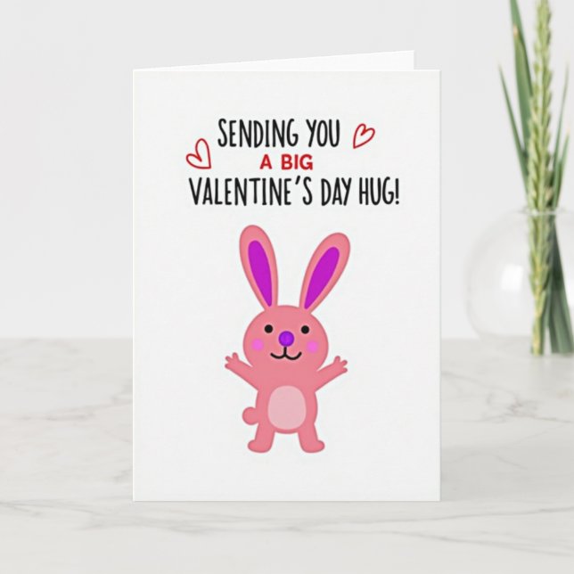 Heartfelt Bunny Hugs Valentines Card (Front)