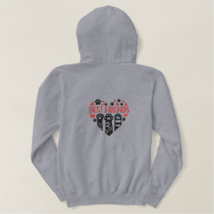 Heartfelt Cat Lover Embroidery Design with Paw Embroidered Hoodie