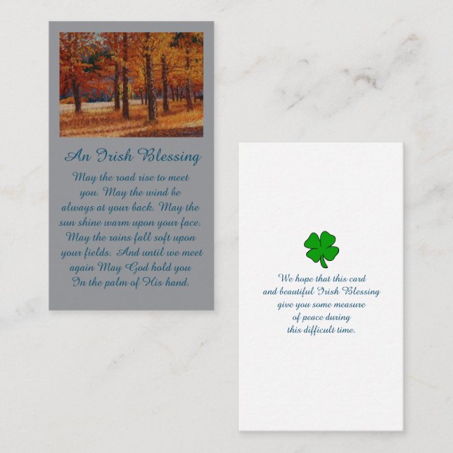 Heartfelt Condolences Memorial Blessing Card (Front/Back)