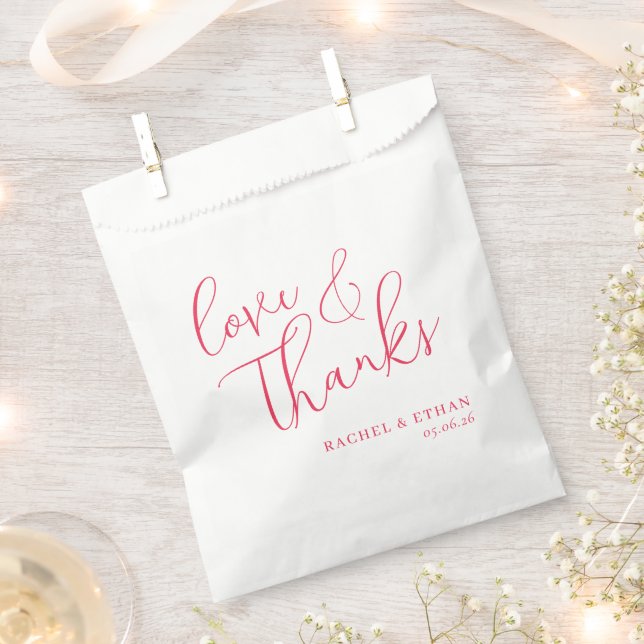 Heartfelt Coral Calligraphy Favor Bag (Clipped)