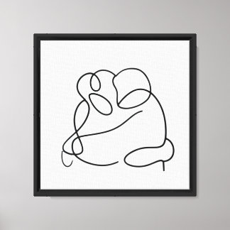Heartfelt Embrace Line Art - Custom Love Gift Canvas Print