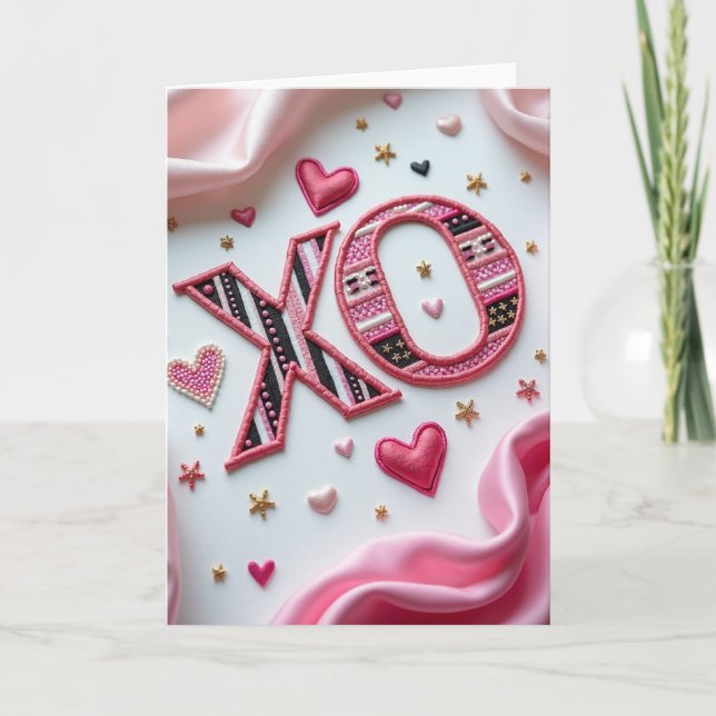 Heartfelt Embroidered Xo Card (Front)