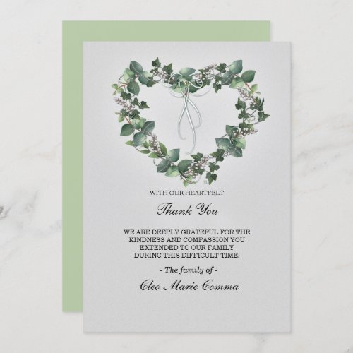 Heartfelt Floral Heart Family Sympathy Thank You Invitation