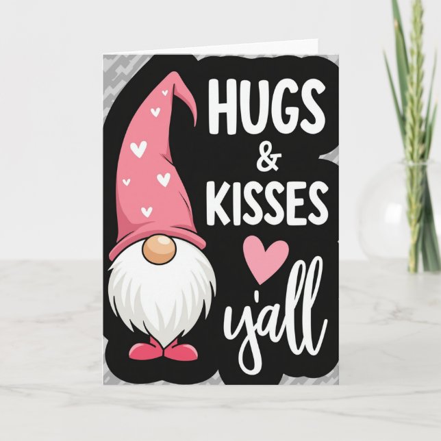Heartfelt Gnome Hugs Kisses Card (Front)