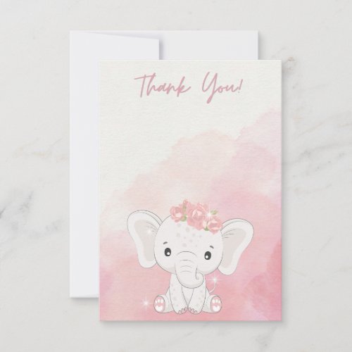Heartfelt Gratitude Adorable Elephant  Thank You Card