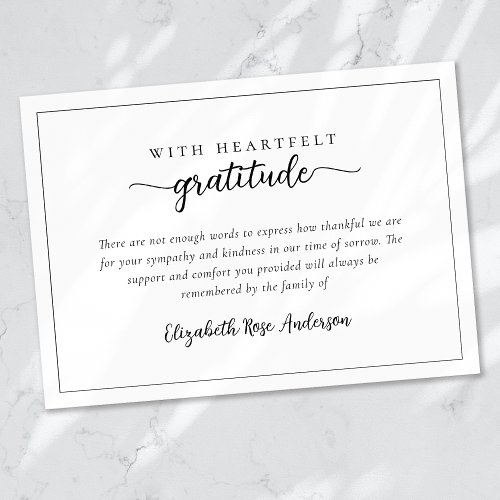 Heartfelt Gratitude Funeral Thank You Card