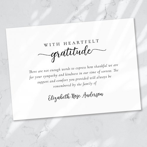 Heartfelt Gratitude Funeral Thank You Card