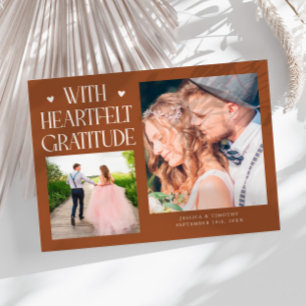 Heartfelt Gratitude Terracotta Wedding Photo Thank You Card
