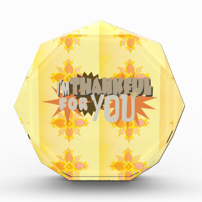 Heartfelt Gratitude: "Thankful For You" with Love, Acrylic Award (Front)