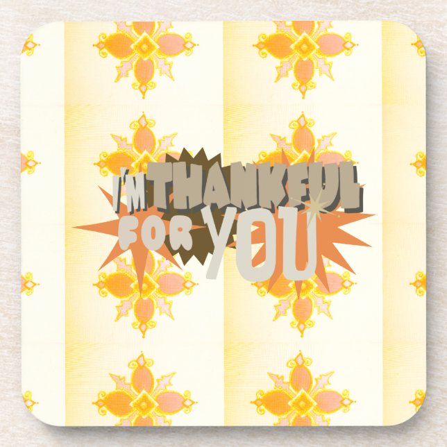 Heartfelt Gratitude: "Thankful For You" with Love, Drink Coaster (Front)