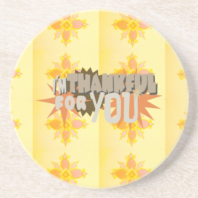 Heartfelt Gratitude: "Thankful For You" with Love, Drink Coaster (Front)