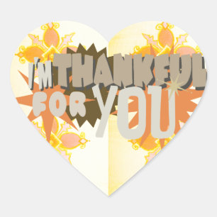 Heartfelt Gratitude: "Thankful For You" with Love, Heart Sticker
