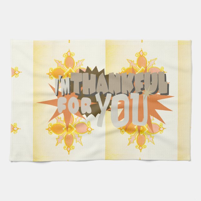 Heartfelt Gratitude: "Thankful For You" with Love, Kitchen Towel (Horizontal)