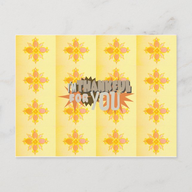 Heartfelt Gratitude: "Thankful For You" with Love, Postcard (Front)