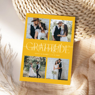 Heartfelt Gratitude Wedding Multi Photo Yellow Thank You Card