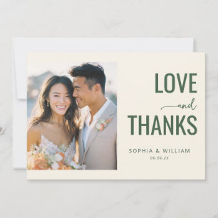 Heartfelt Green Romantic Photo Thank You Card