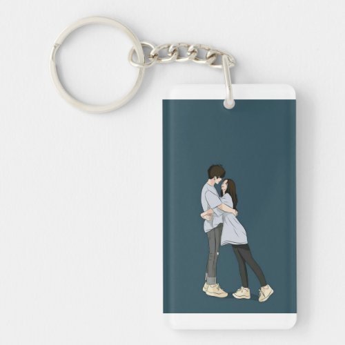 Heartfelt Harmony Couple Cartoon Keychain Duo