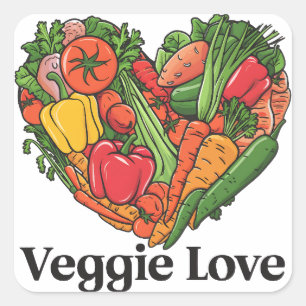 Heartfelt Harvest: A Vegetable Love Affair Square Sticker