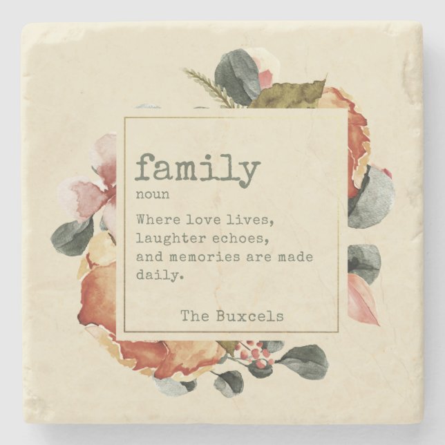 Heartfelt Home Family: Where Love Lives Stone Coaster (Front)