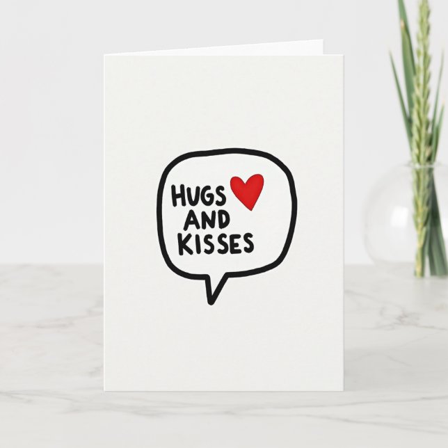 Heartfelt Hugs Kisses Simple Card (Front)