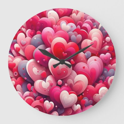 Heartfelt Inspiration for Pink  Red Valentines Large Clock