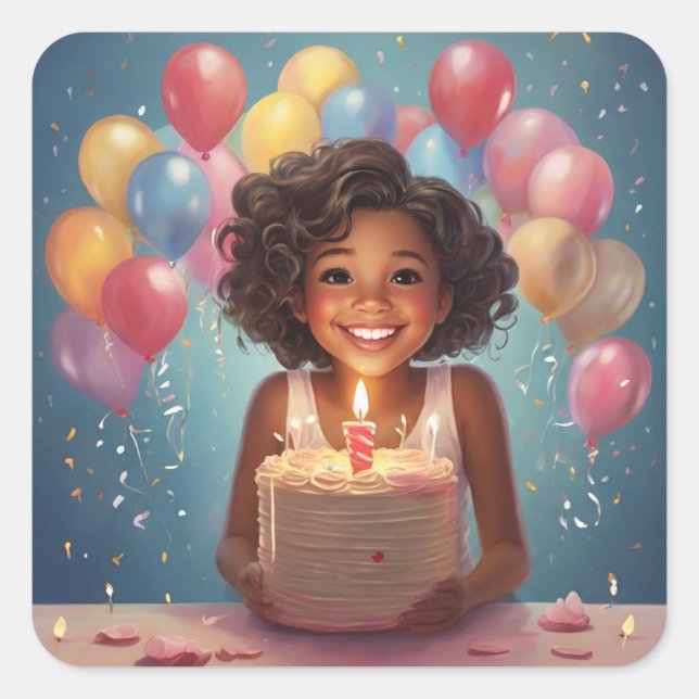 Heartfelt Joy: Celebratory Birthday Wishes Collect Square Sticker (Front)