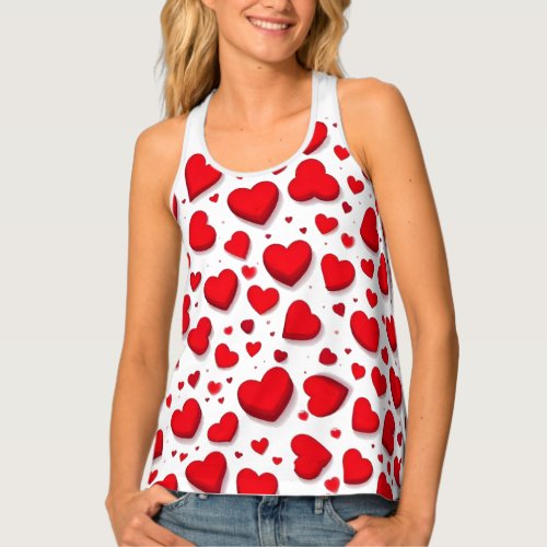 Heartfelt Love Red Hearts Womens Tank Top