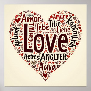 Heartfelt Love Word Cloud – Romantic Poster